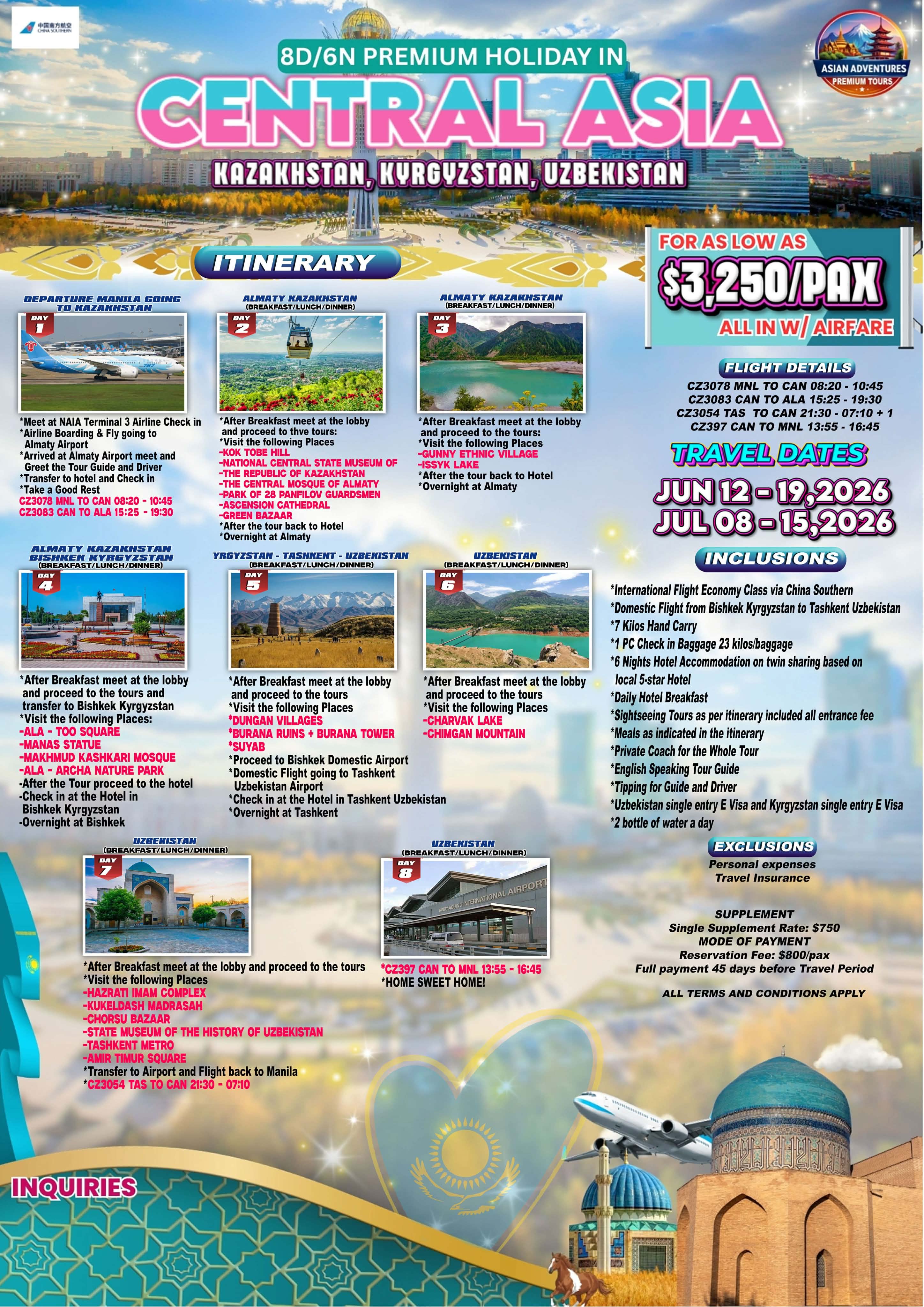 Premium Holidays in Central Asia